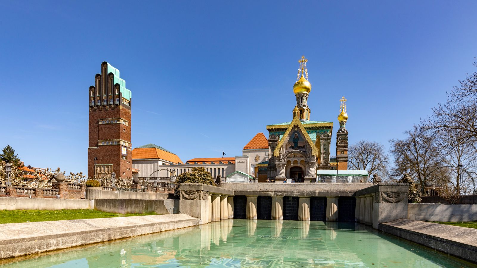 Darmstadt's Mathildenhoehe: Russian Chapel & Wedding Tower