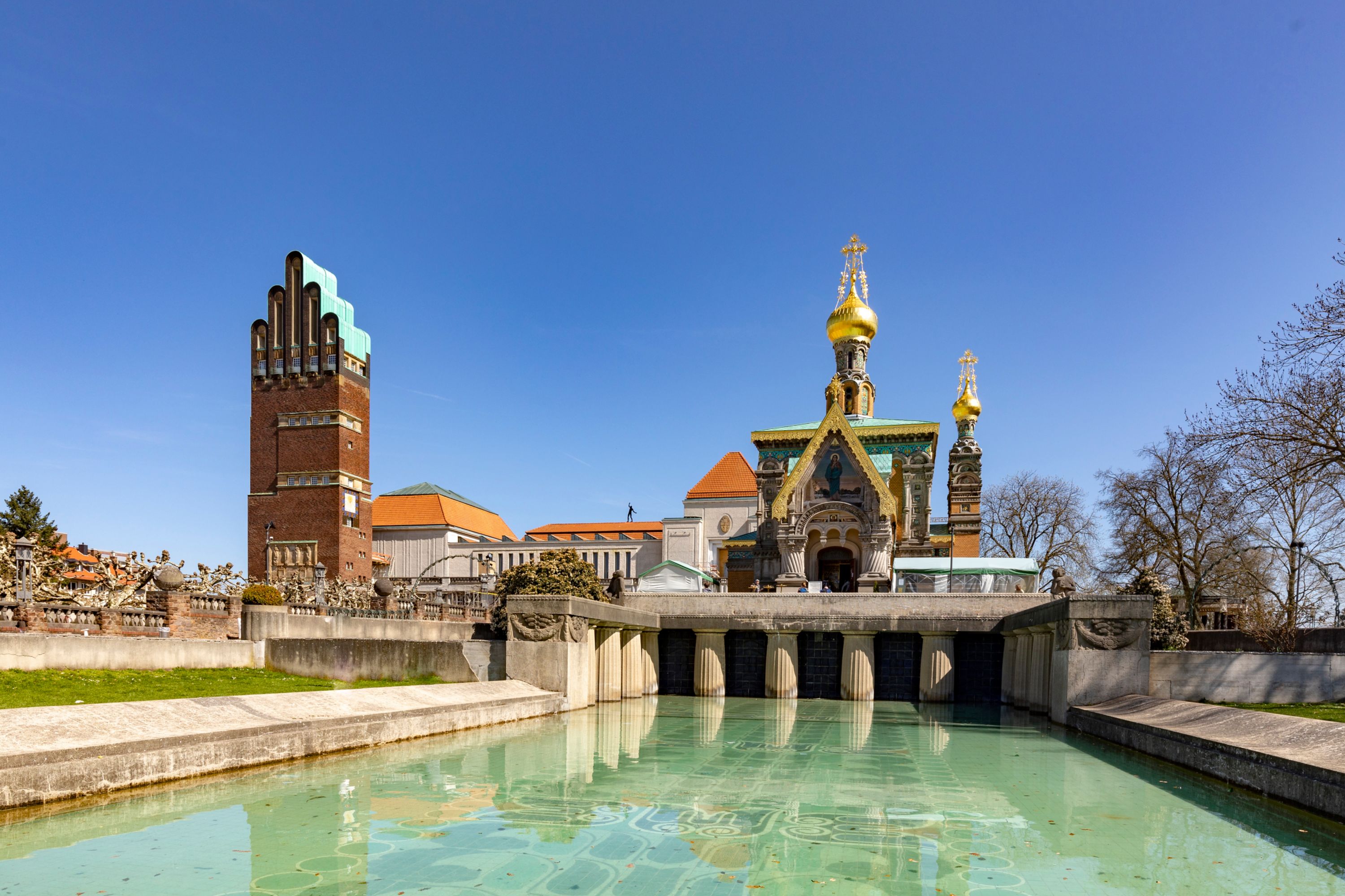 Darmstadt's Mathildenhoehe: Russian Chapel & Wedding Tower