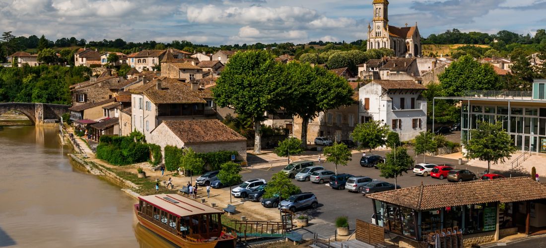 Riverside View of Nerac, Ancient French Town