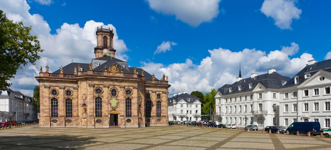 Ludwigskirche Church and Ludwigsplatz Square in Saarbruecken