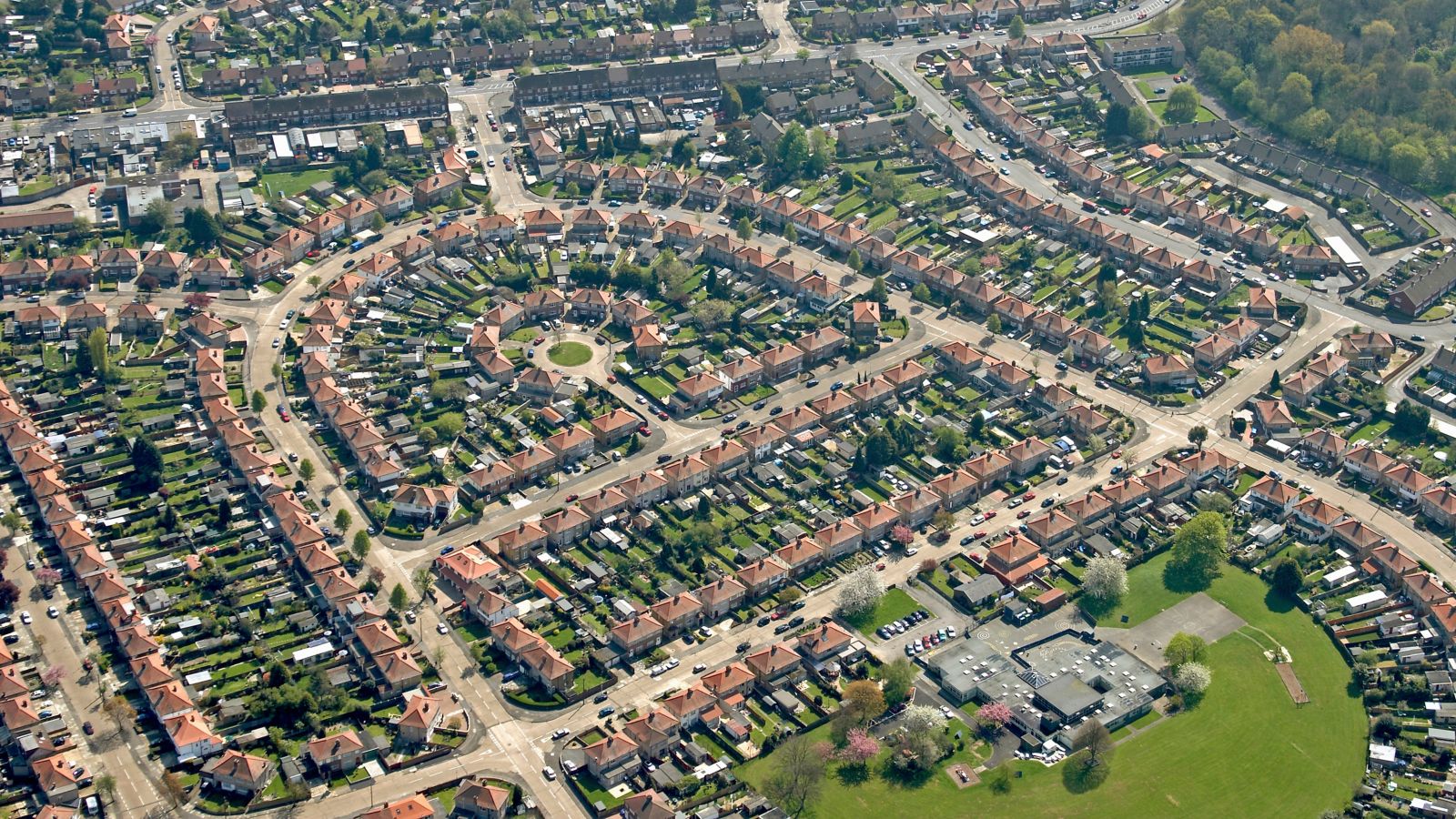 UK-Hayes: Aerial Residential View