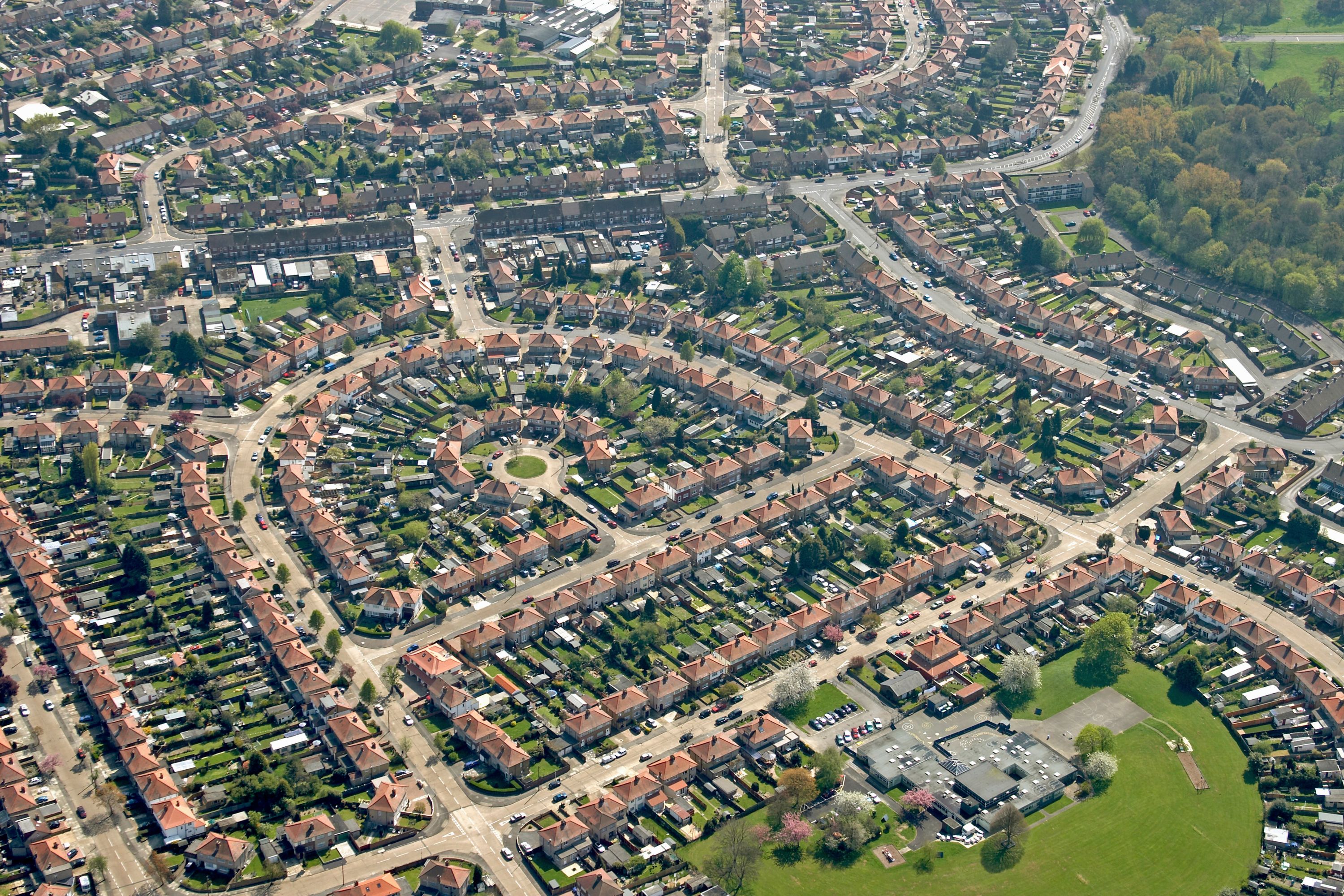 UK-Hayes: Aerial Residential View