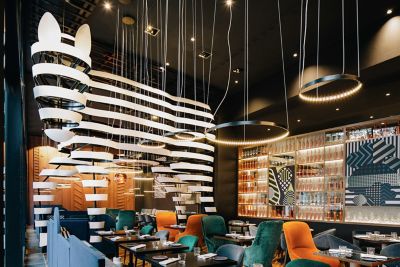 Blenda the Zebra sculpture at BLEND restaurant in Pullman Berlin Schweizerhof