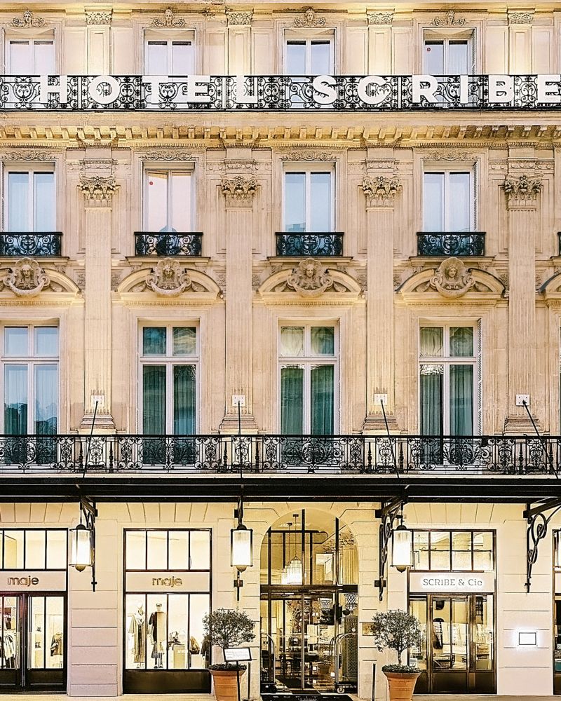 Elegant Nighttime View of HOTEL SCRIBE PARIS
