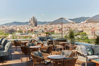 Clear vistas of the Sagrada Família from Tope rooftop bar in Barcelona