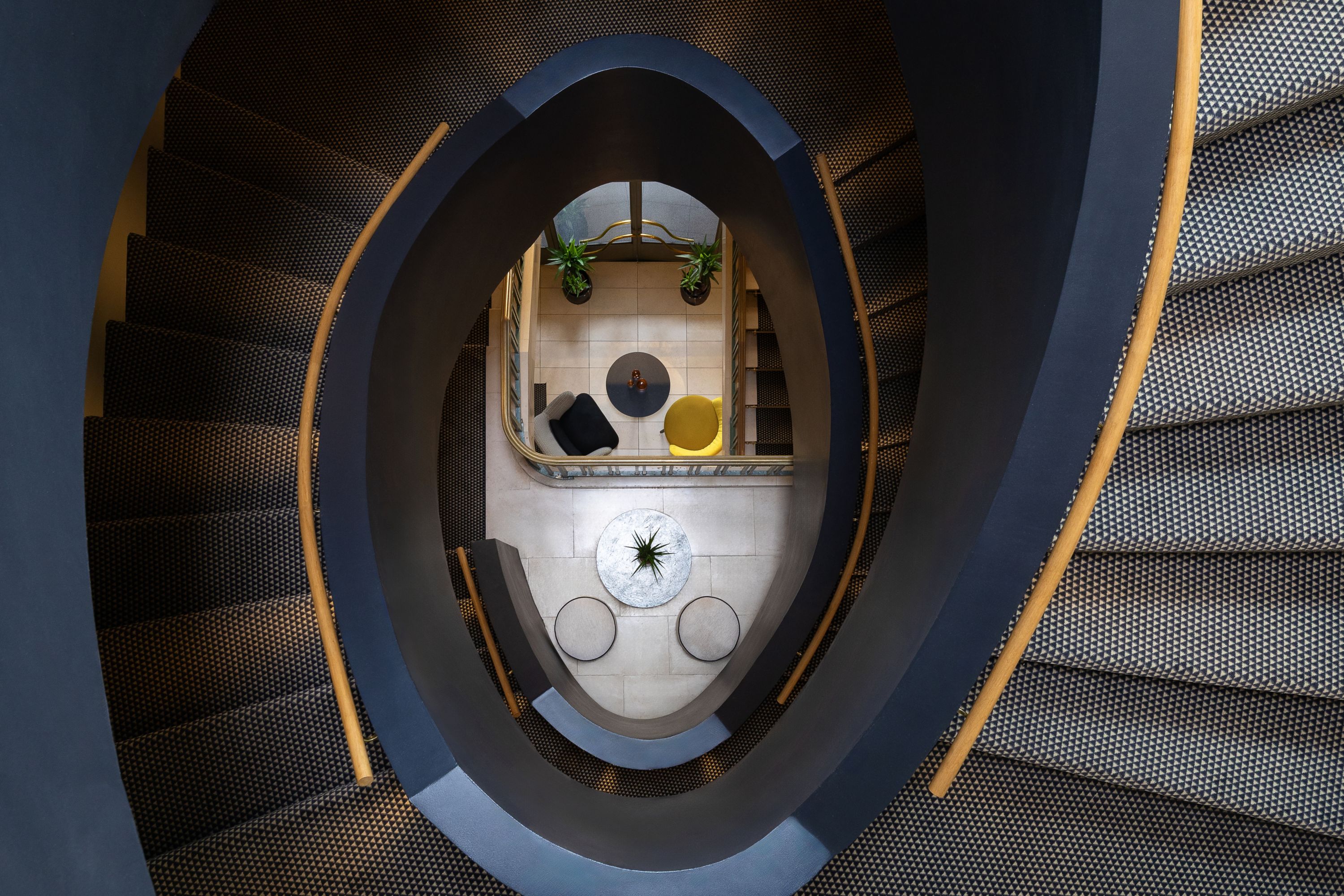 Elegant Spiral Staircase in a Hotel