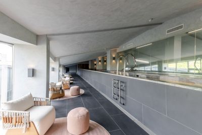 The 19-metre lap pool and sunlit seating in the Spa Zone at Pullman Riga Old Town hotel