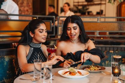 Two girls eating in the George