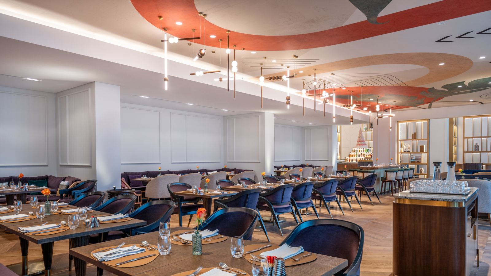 Elegant and inviting, an empty restaurant awaits its guests