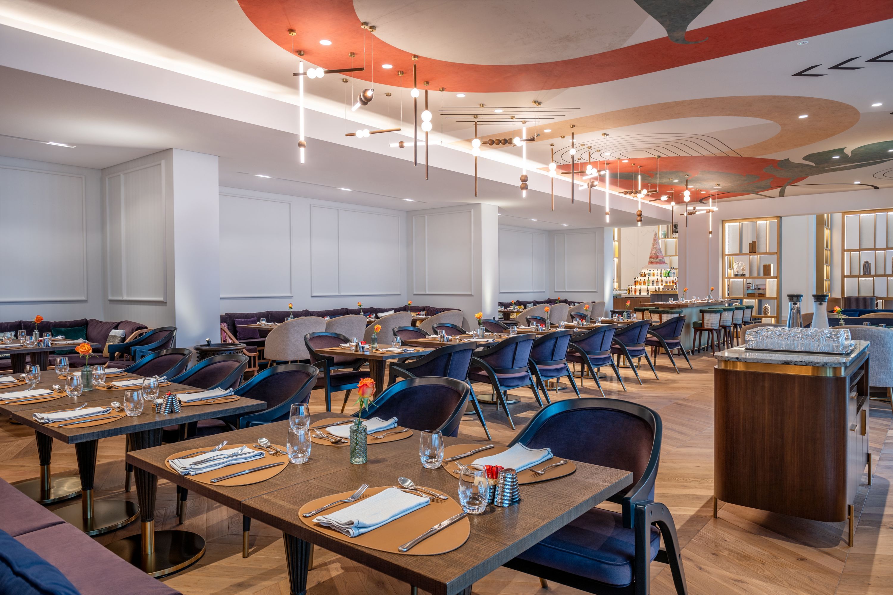 Elegant and inviting, an empty restaurant awaits its guests