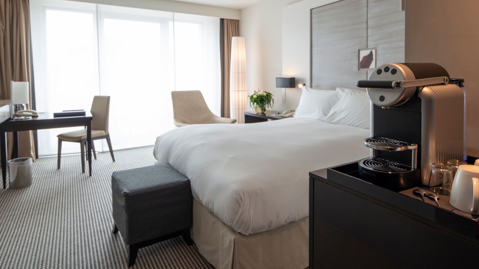 Modern Hotel Room with Workspace