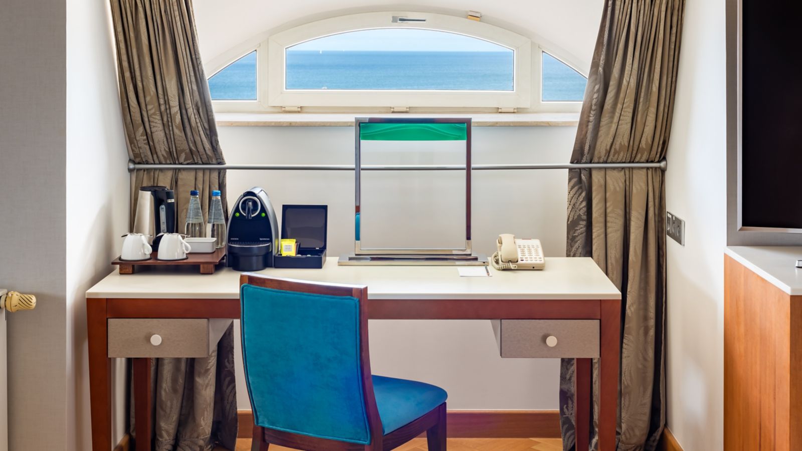 Desk with Ocean View in Hotel Room