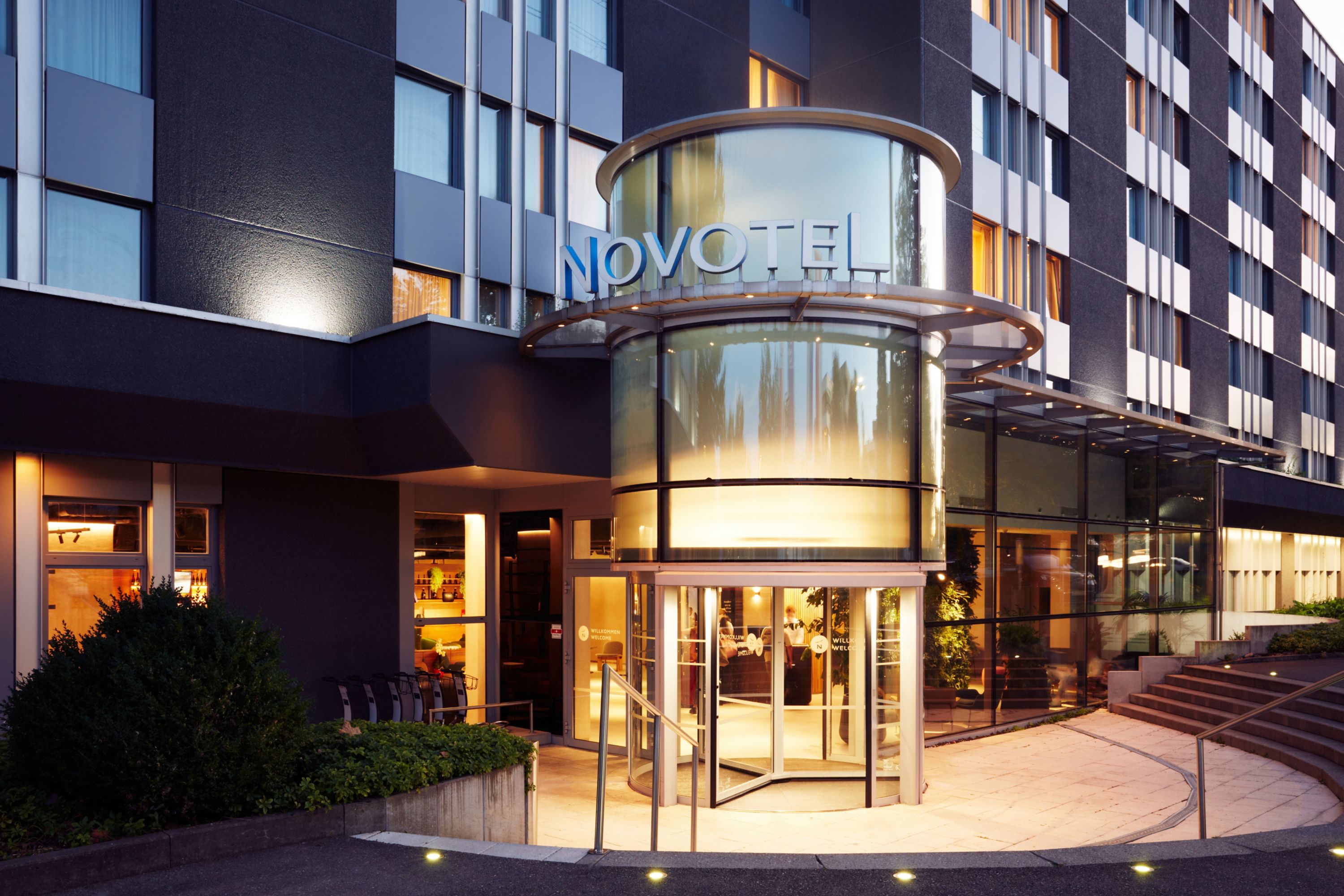 Novotel Hotel Entrance at Dusk