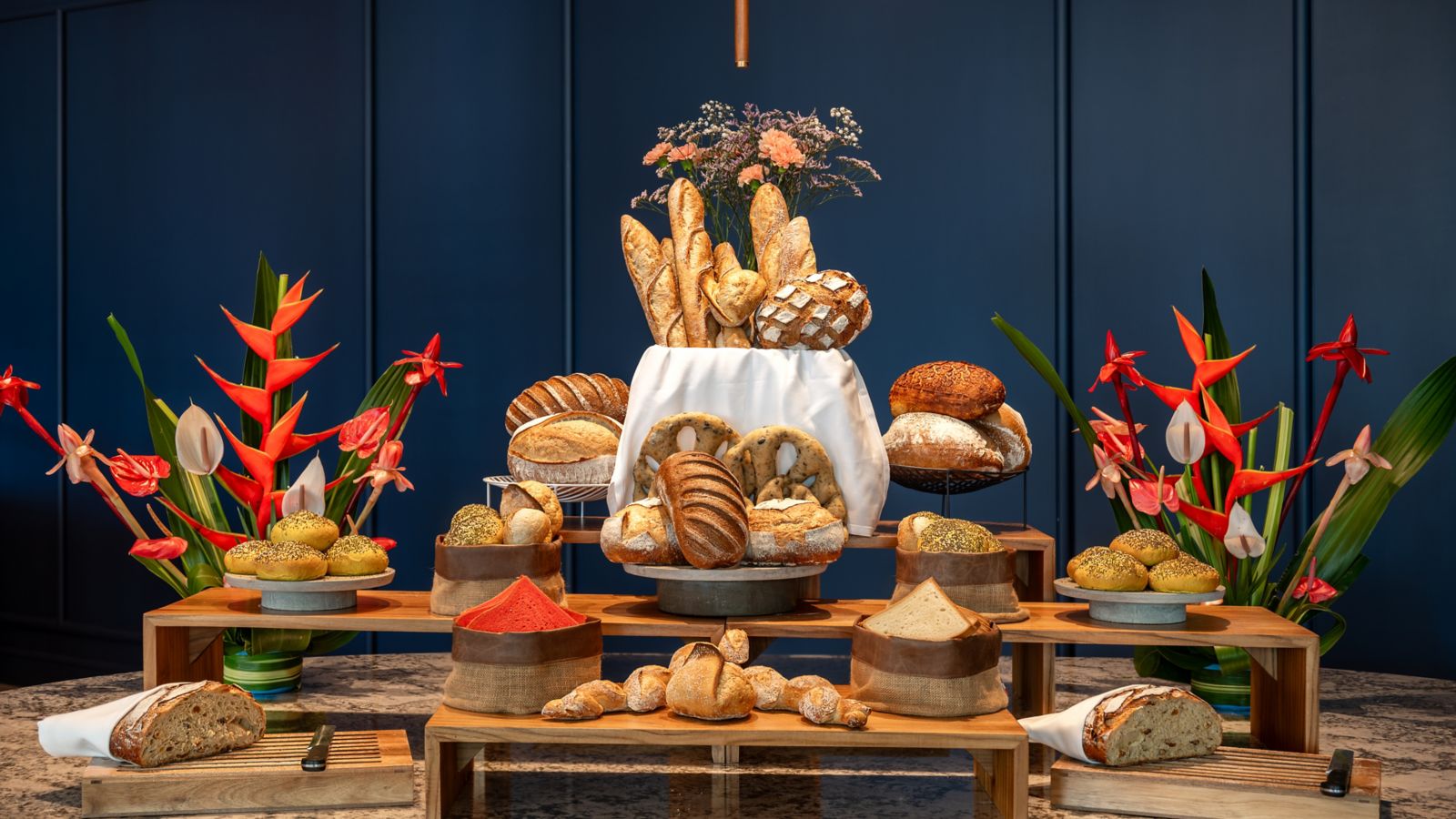 Freshly Baked Bread and Pastries Display