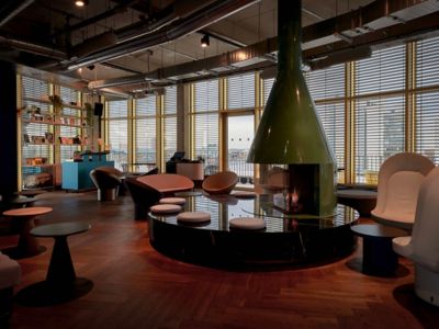 Clean lines and playful colours at the elevated Monkey Bar in Cologne