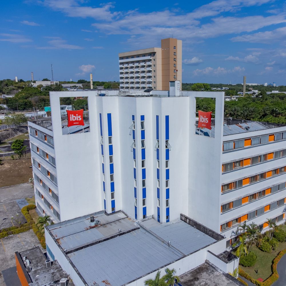 Aerial view of a modern ibis hotel