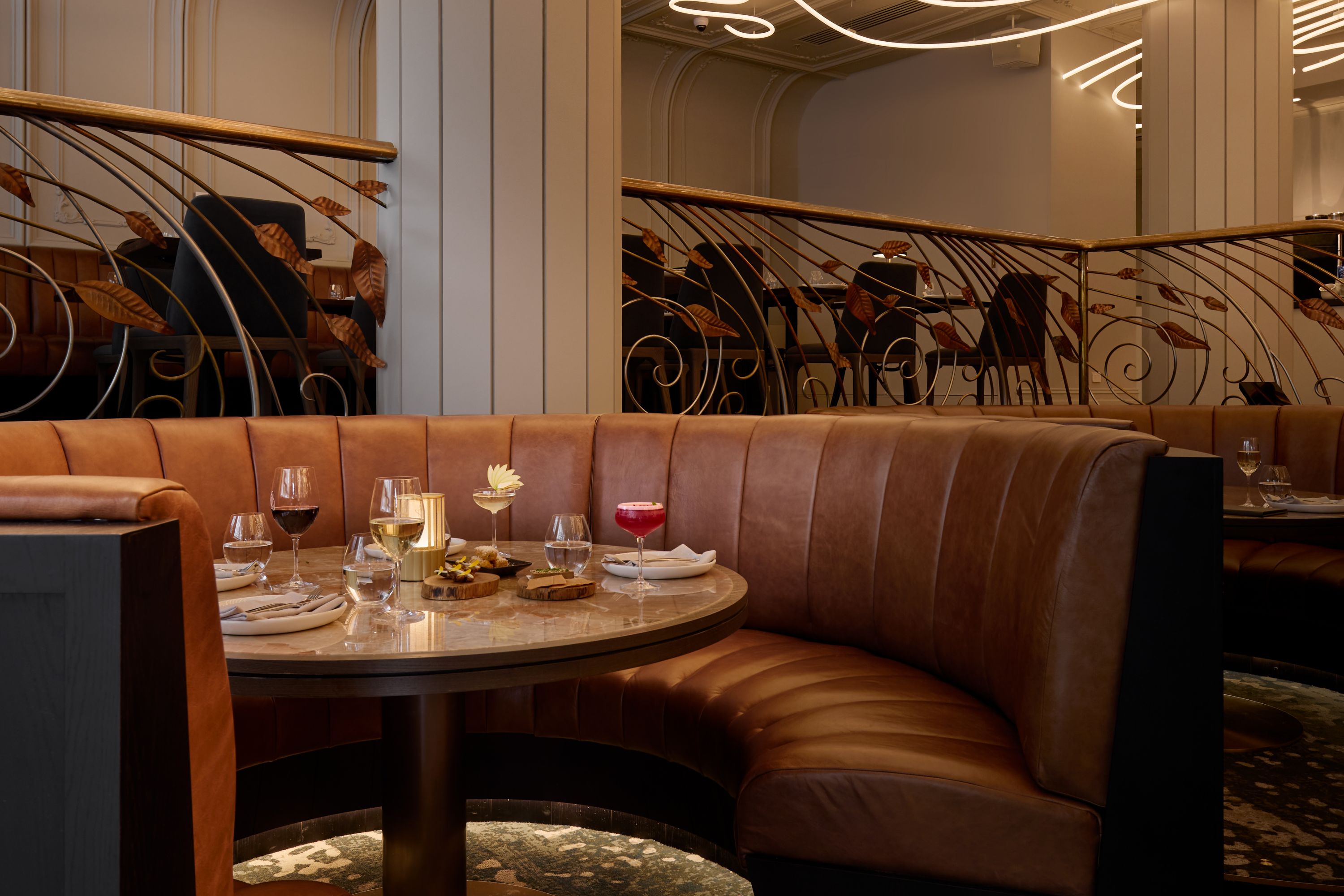 Elegant Restaurant Interior with Circular Booth