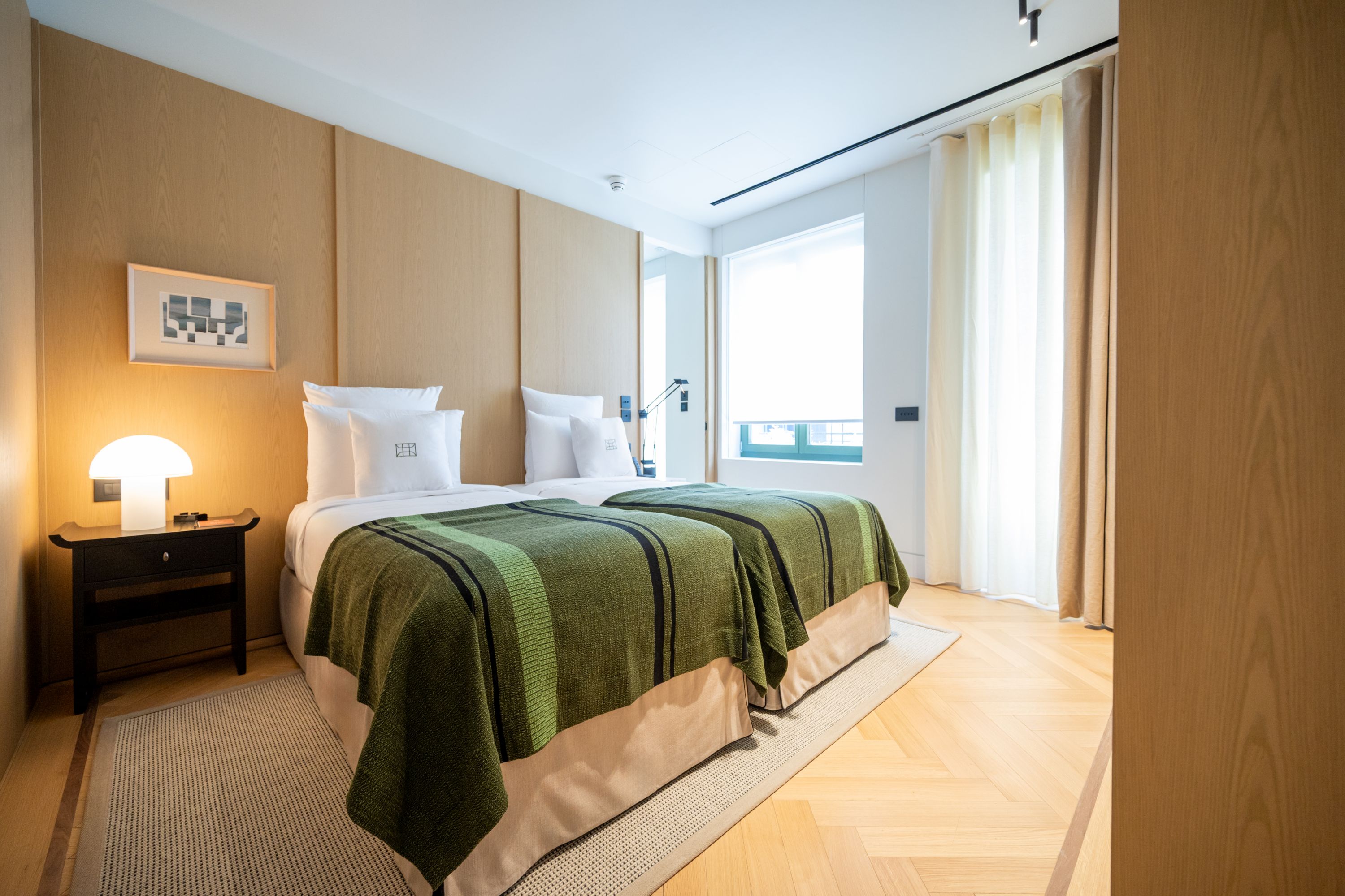 Twin Room with Green Accents