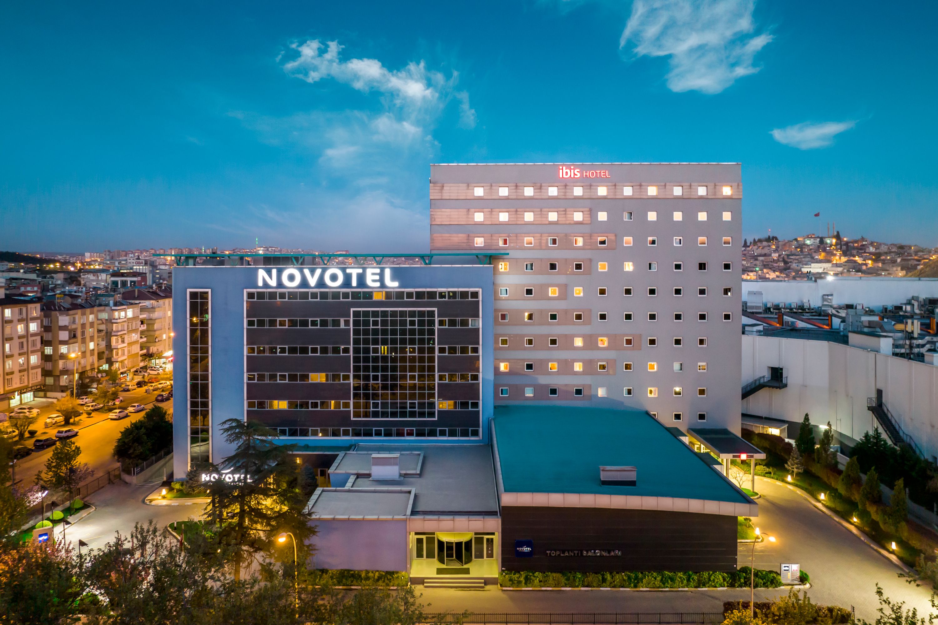Novotel and ibis Hotel at Dusk