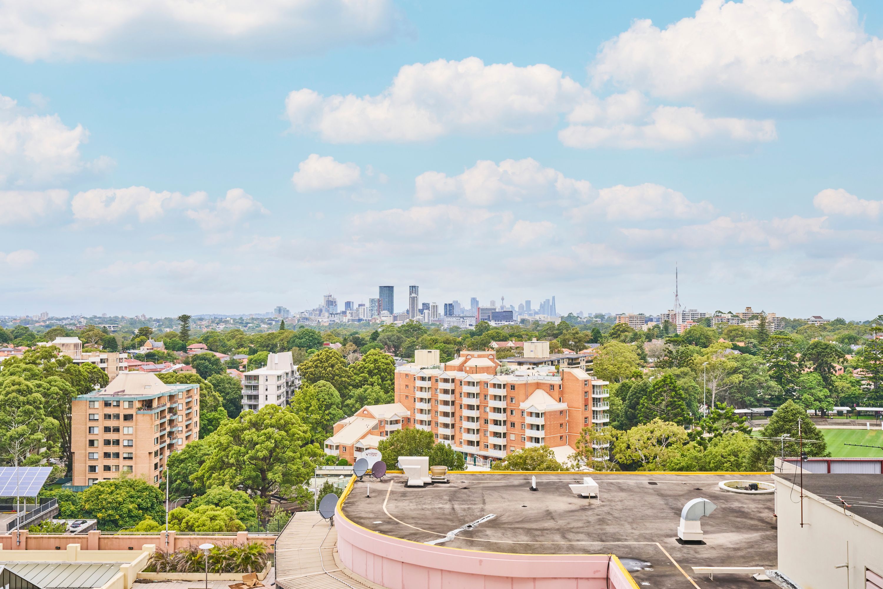 Rooftop View of City Skyline