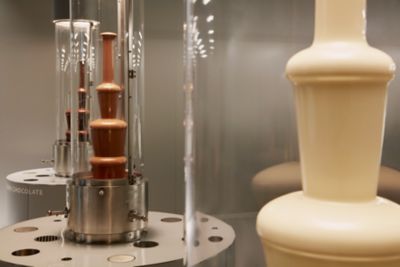 Steel-and-glass chocolate manufacturing machines at the Lindt Museum near Zurich