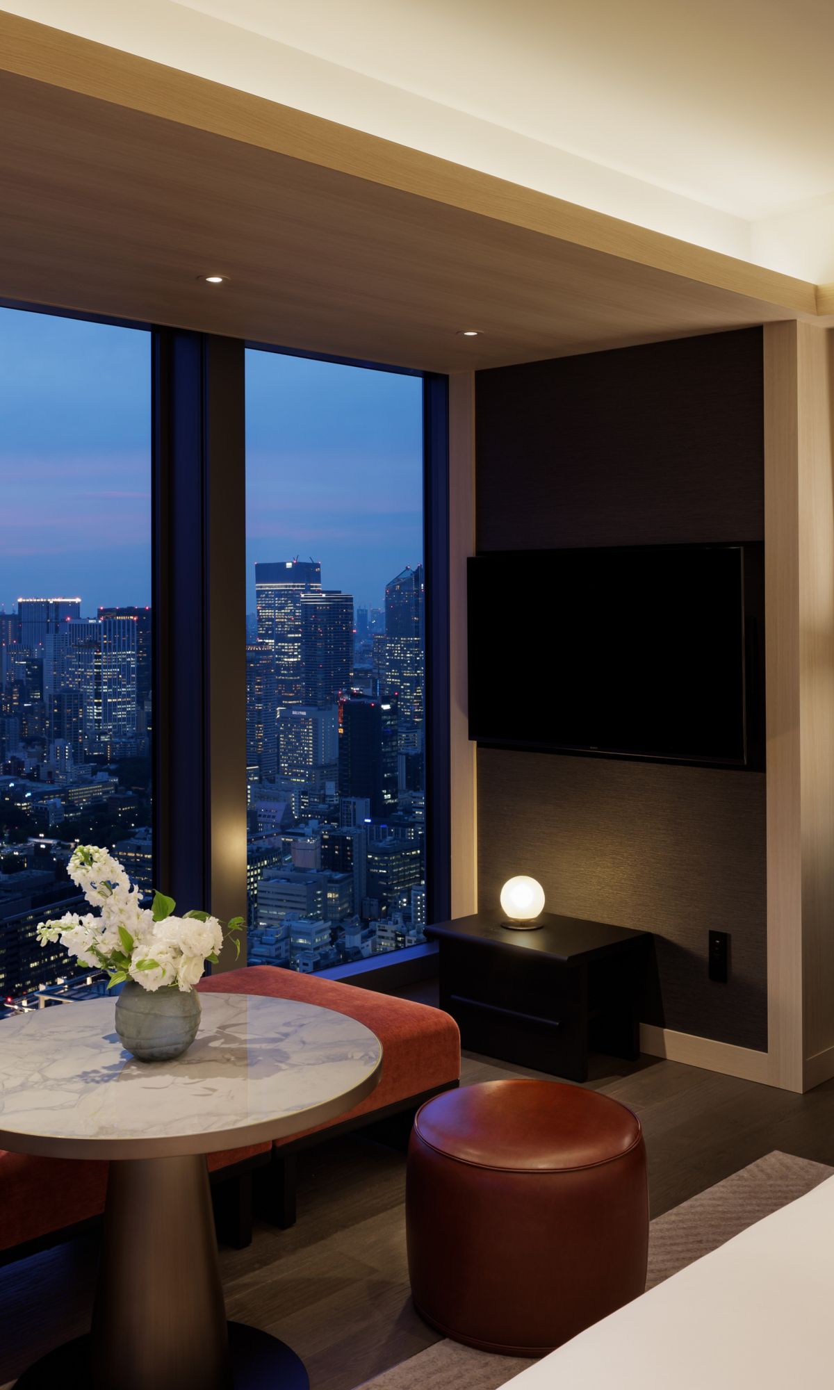 Fairmont Tokyo Room Sitting Area at Dusk