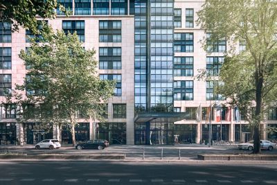 The contemporary exterior of Pullman Berlin Schweizerhof hotel on Budapester Straße