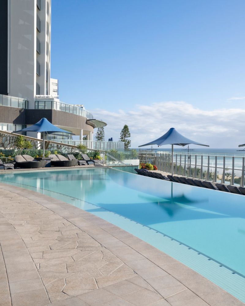 An oceanfront pool at a Queensland hotel