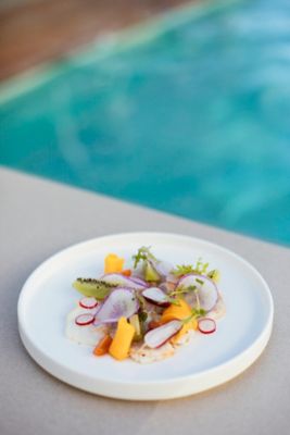 A healthy, colourful salad that nourishes without overindulging, served poolside