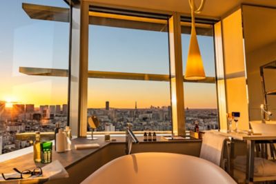A golden-hour view of the Eiffel Tower from Too Hotel & Spa Paris - MGallery Collection