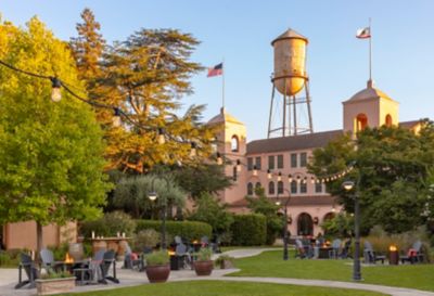 Front lawn of Fairmont Sonoma Mission Inn & Spa at sundown