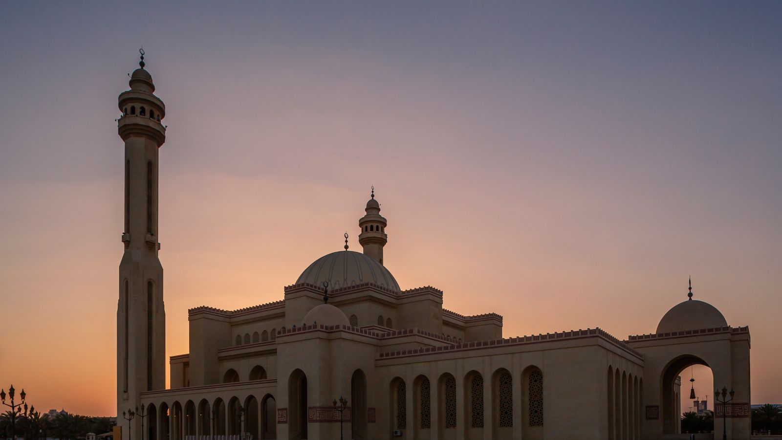 Mosque and tower in Manama, Bahrain 