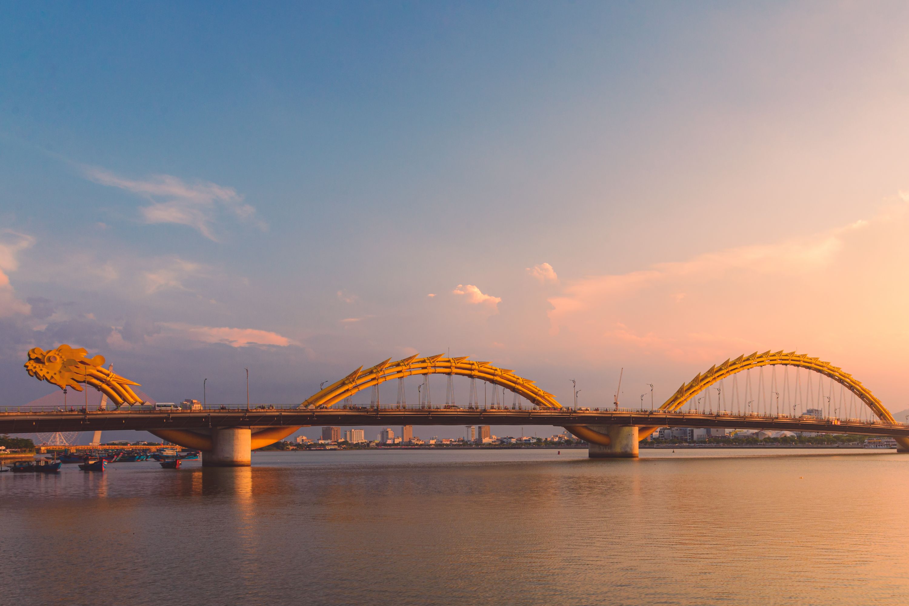 Dragon Bridge and Han River in Da Nang, Vietnam