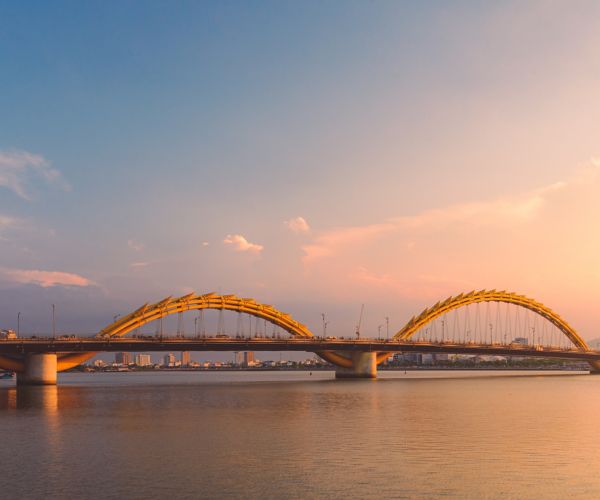 Dragon Bridge and Han River in Da Nang, Vietnam