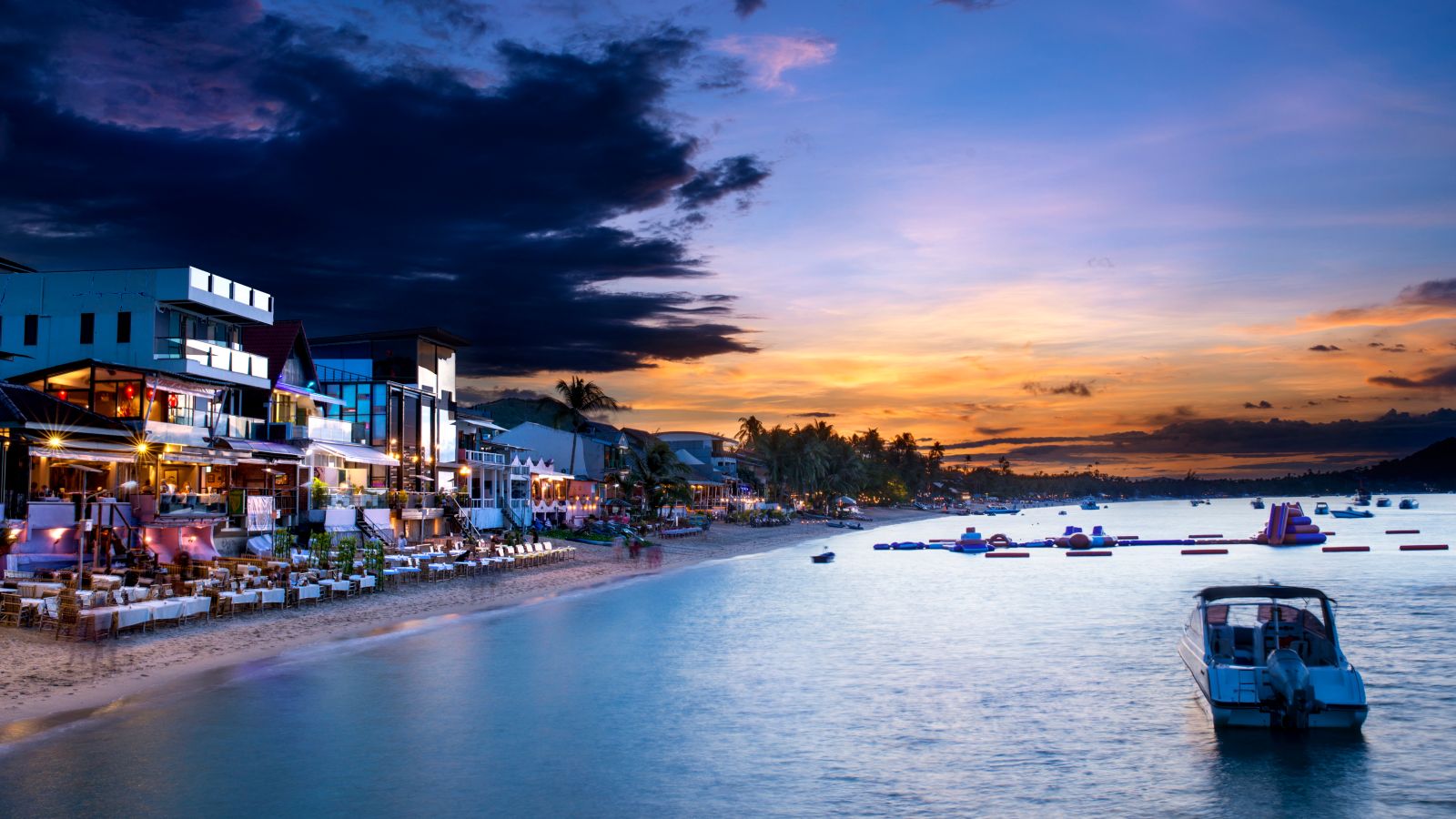 Fisherman village at sunset