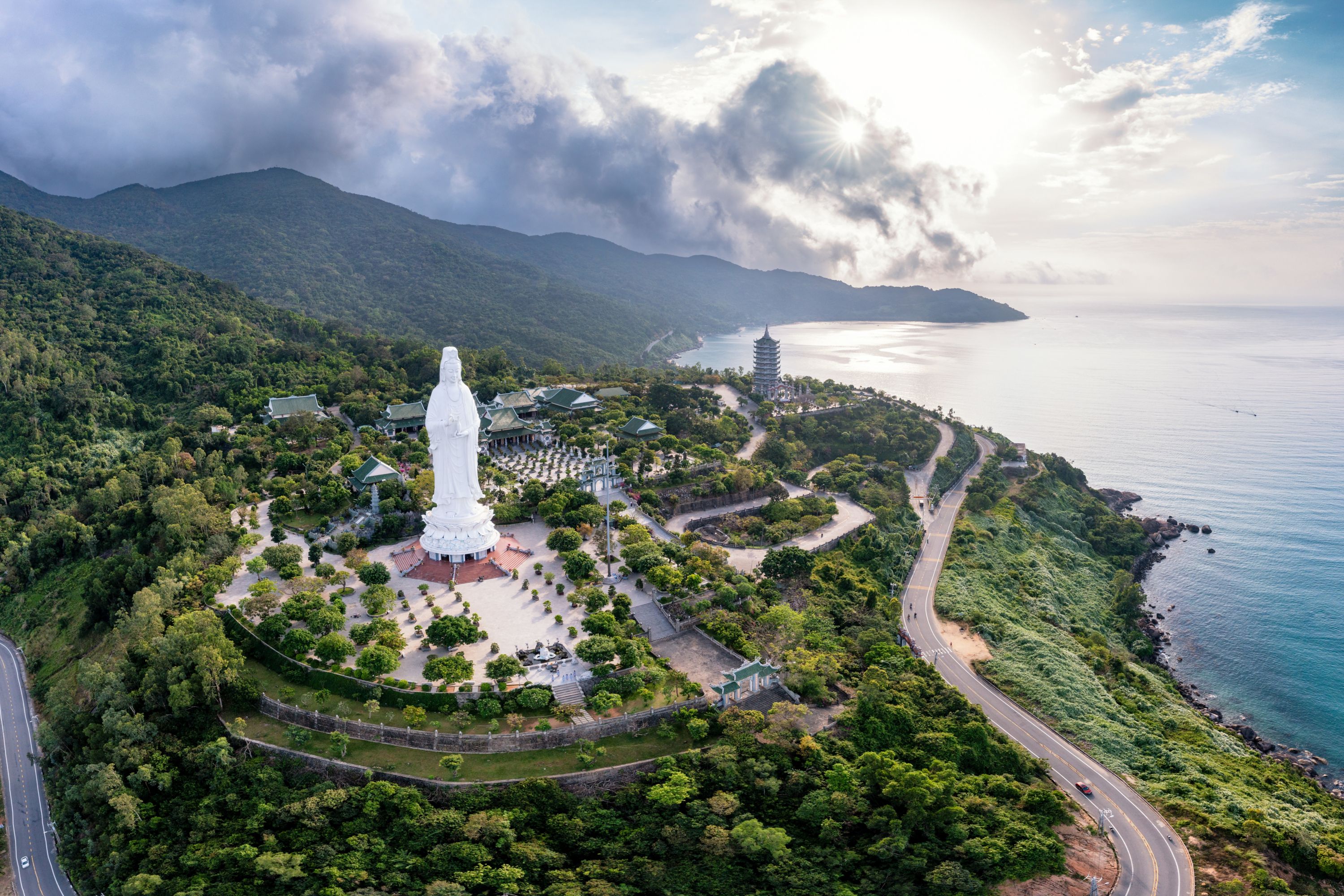  Aerial view of Ling Ung Pagoda on Son Tra peninsula in Da Nang