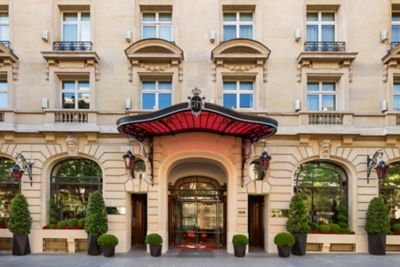 The elegant front façade of Le Royal Monceau - Raffles Paris hotel