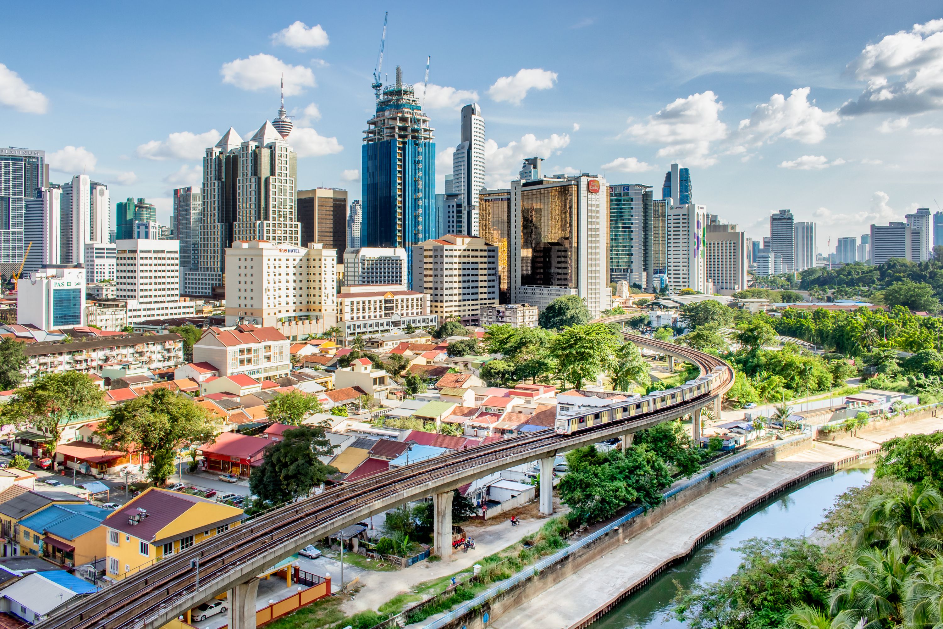  Skyline in Kuala Lumpur with a view of the railway