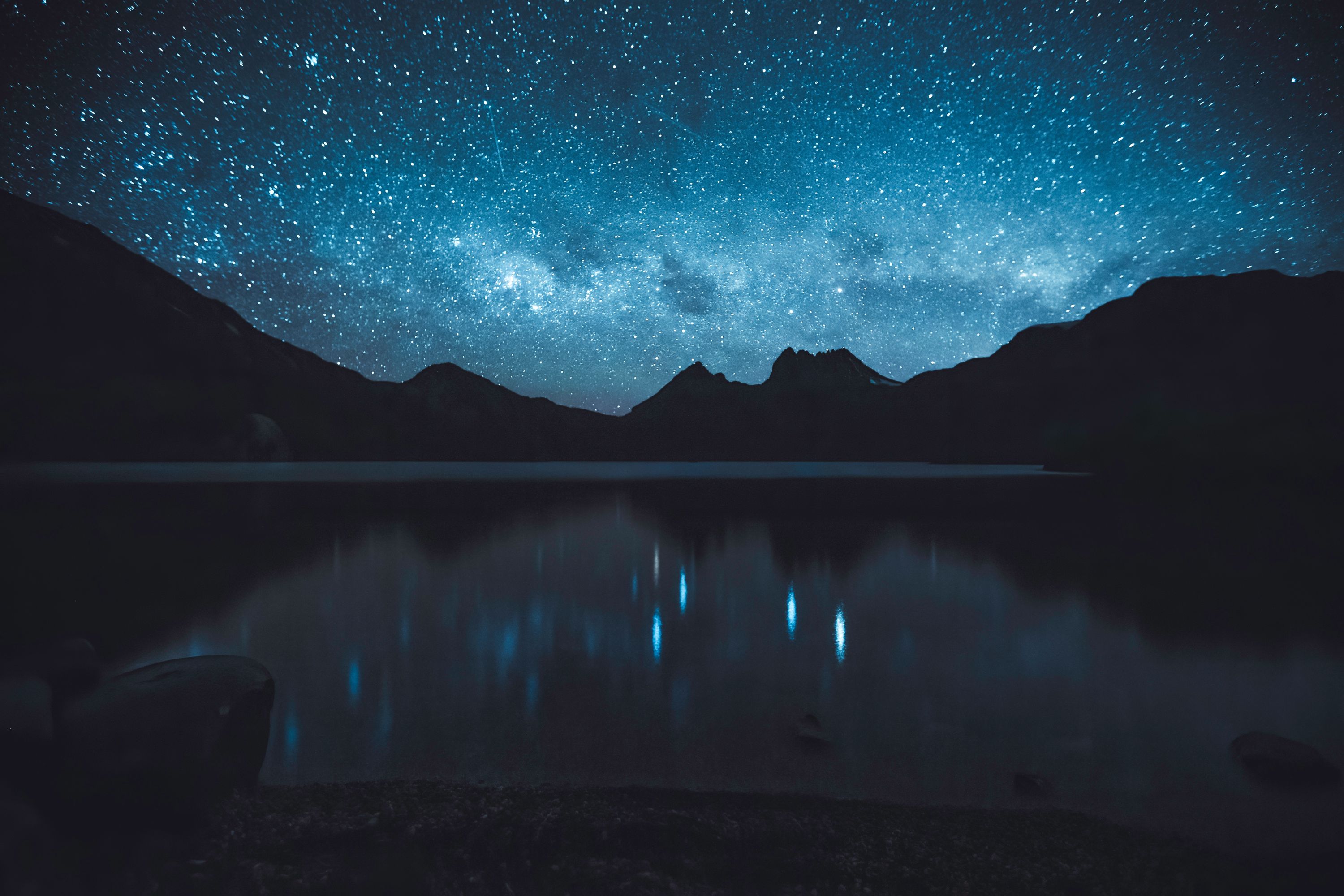 Starry night sky at Cradle Mountain in Tasmania