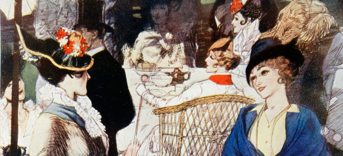 Afternoon Tea In Kensington Gardens, London, England, In The Early Years Of The 20Th Century. After A Drawing By Blampied. From La Esfera, 1914. (Photo by: Universal History Archive/Universal Images Group via Getty Images)